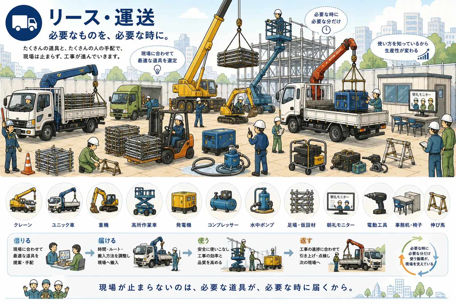 リース・運送に関わる人たちの職種マップ