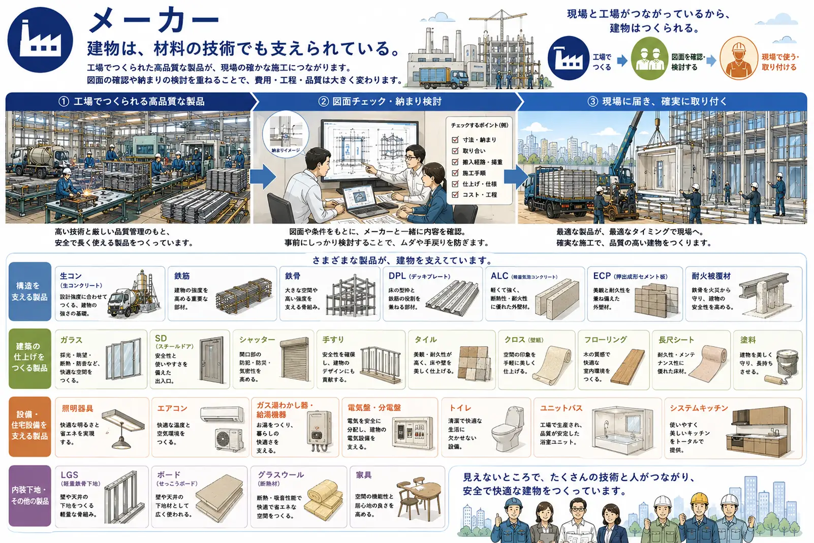 資材提供に関わる人たちの職種マップ
